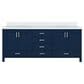 Lexora Home Jacques 80" Double Bathroom Vanity in Navy Blue with 2 cm White Quartz Top and Rectangular Sinks, , large