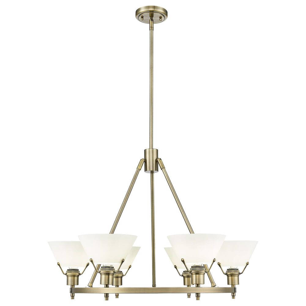 Golden Lighting Orwell 6-Light Chandelier with Opal Glass Shade in Aged Brass, , large