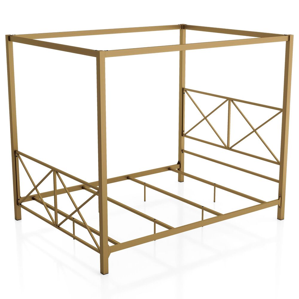 Furniture of America Rosadale Full X-Cross Canopy Bed in Gold, , large