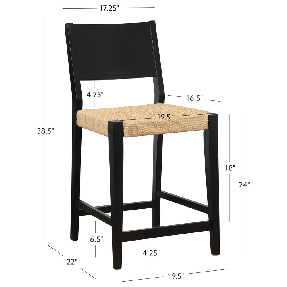 Linon Home Decor Cadence Counter Stool in Matte Black and Natural (Set of 2), , large