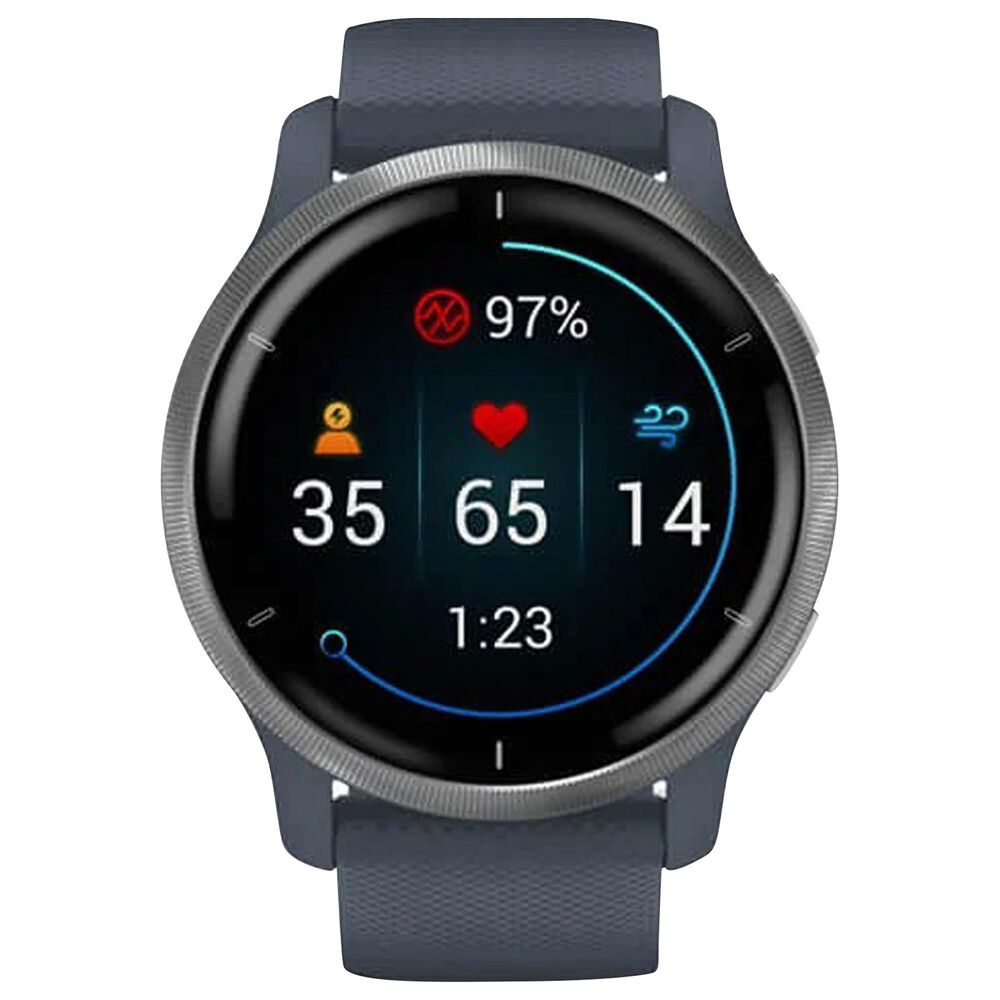 Garmin venu smartwatch with silicone band granite blue clearance