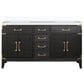 Lexora Home Laurel 60" Double Bathroom Vanity in Black Oak with White Cultured Marble Top and Rectangular Sinks, , large