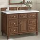 James Martin Vanities Lorelai 48" Single Vanity in Mid-Century Walnut with 3 cm White Zeus Quartz Top, , large