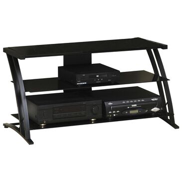 Sauder 42" Contemporary TV Stand with Glass Shelves in Black, , large
