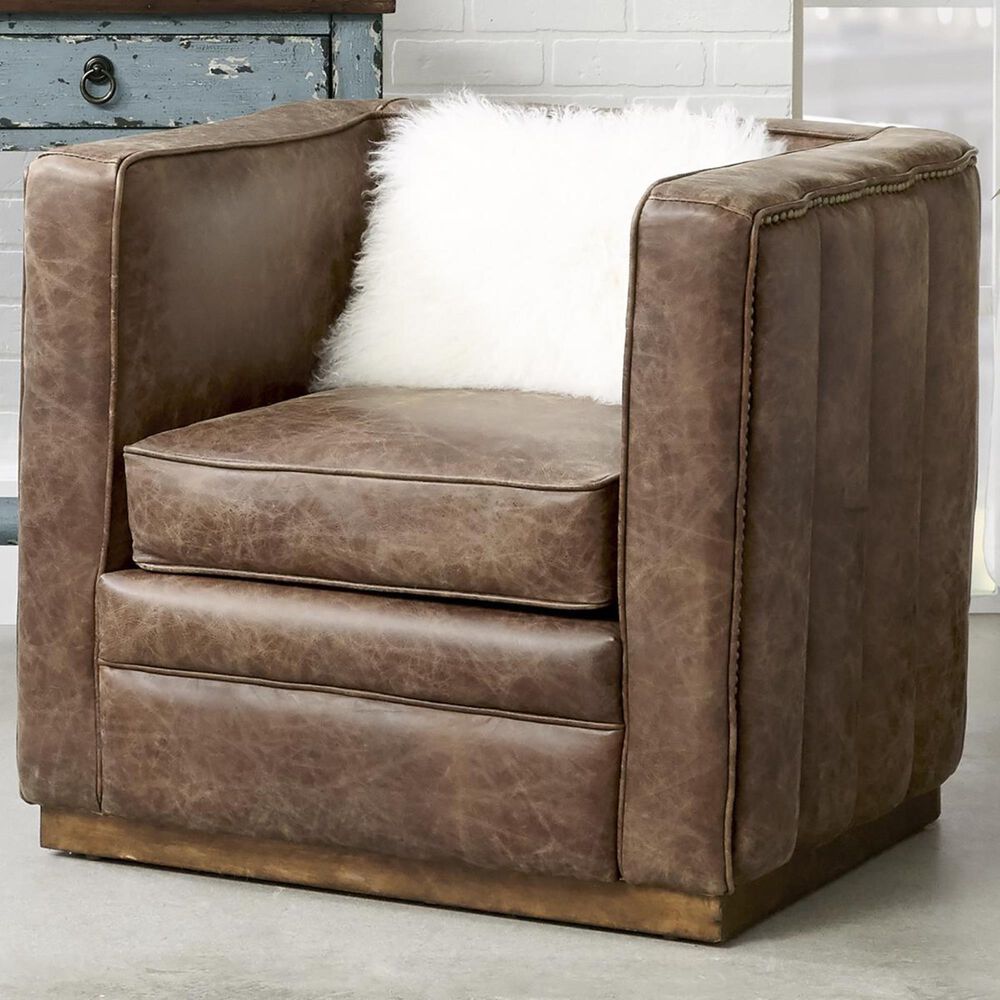 Accentric Approach Accentric Accents Leather Chair in Brown, , large