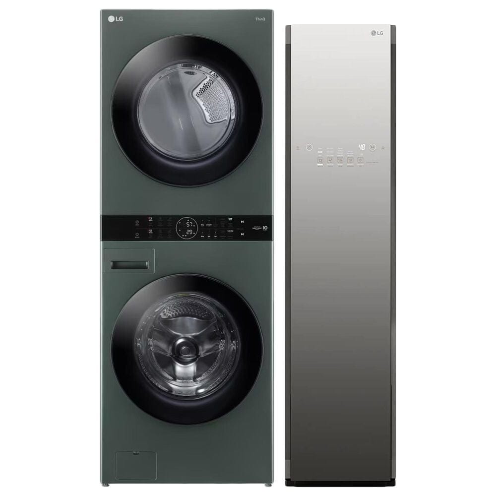 LG Single Unit WashTower with Gas Dryer in Nature Green and Wi-Fi Enabled Steam Clothing Styler in Mirror, , large