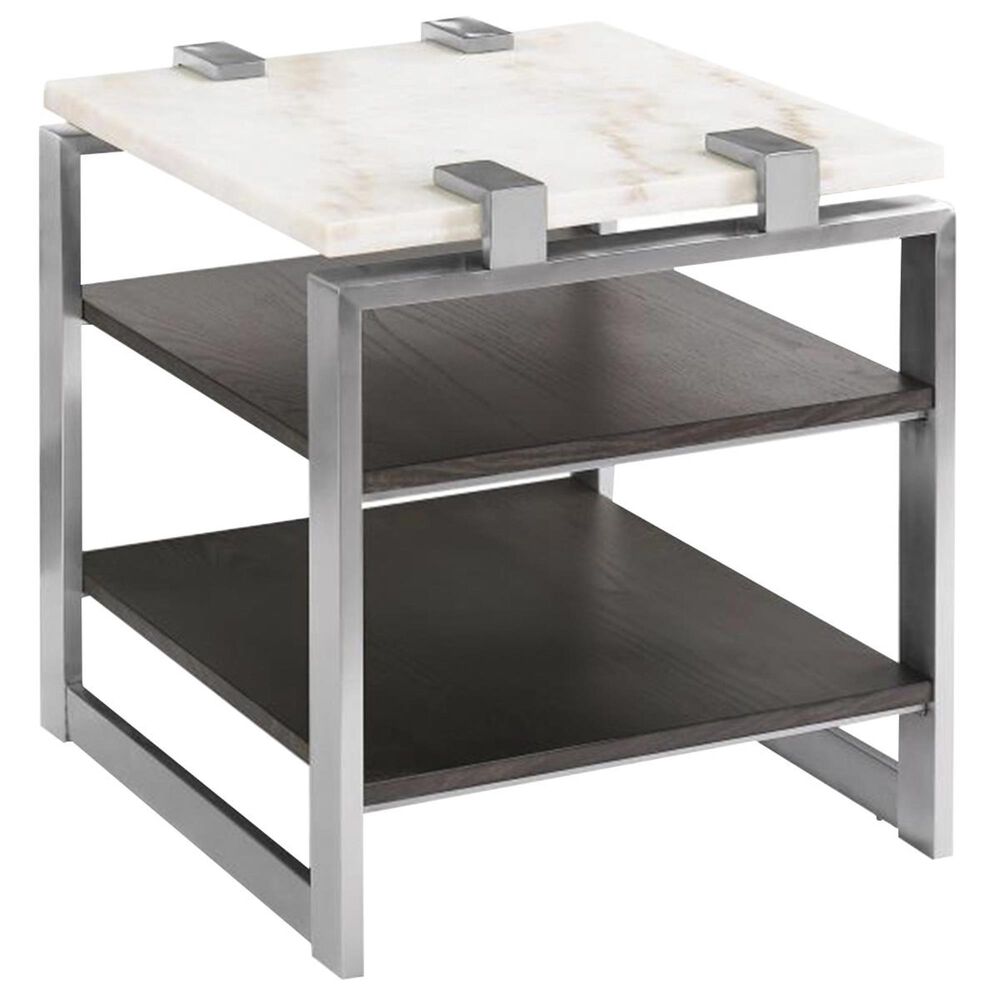 Nicolette Home Paradox End Table in Pearl White, Roasted Almond and Brushed Platinum, , large