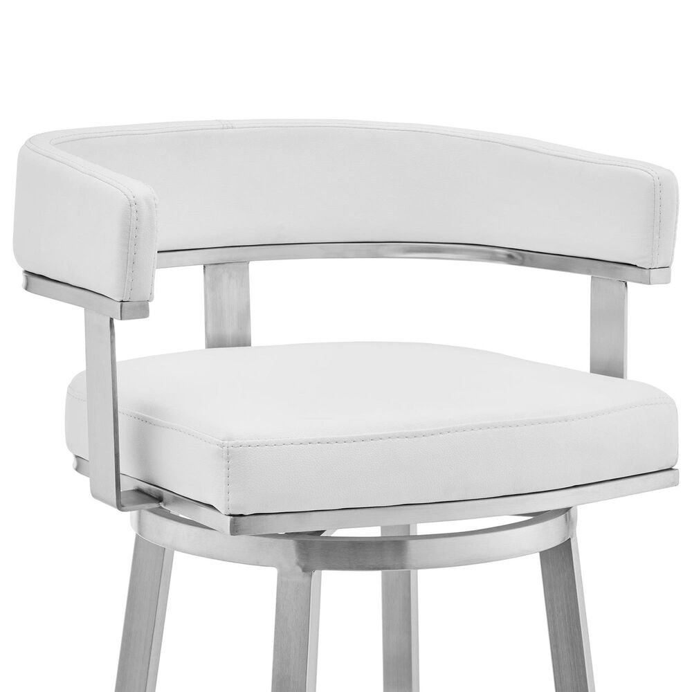 Blue River Lorin 26&quot; Swivel Counter Stool with White Cushion in Stainless Steel, , large