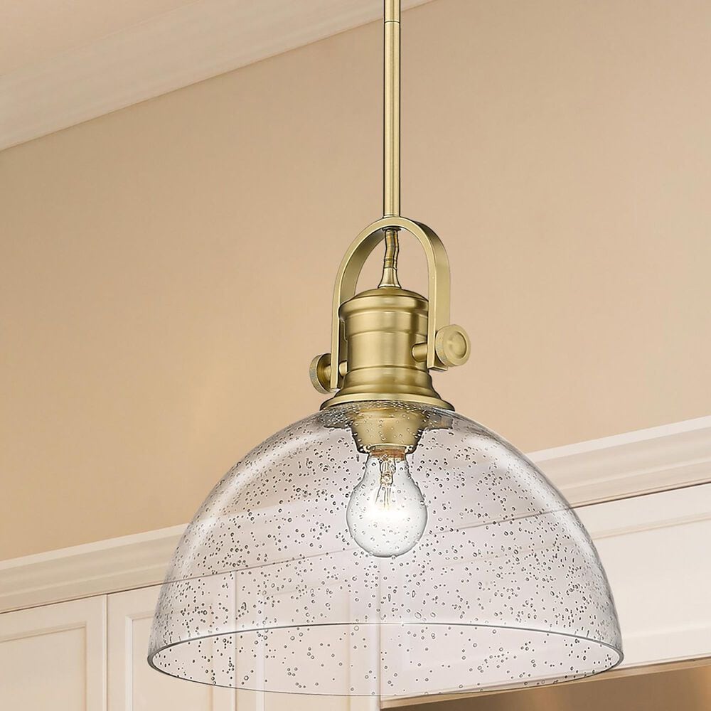 Golden Lighting Hines Large Pendant Light with Seeded Glass in Brushed Champagne Bronze, , large