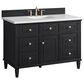 James Martin Vanities Lorelai 48" Single Vanity in Black Onyx with 3 cm White Zeus Quartz Top, , large