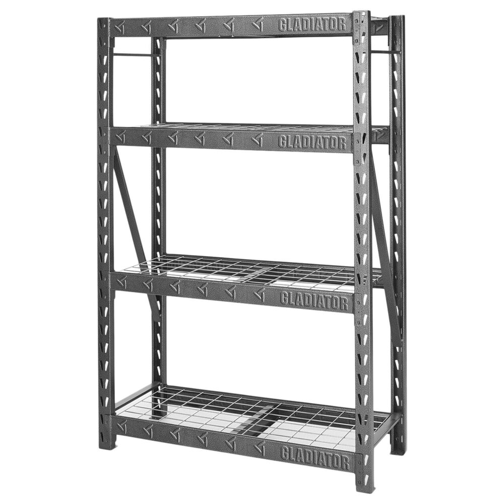 Gladiator 48" Wide Heavy Duty Rack with Four 18" Deep Shelves in Hammered Granite Nebraska