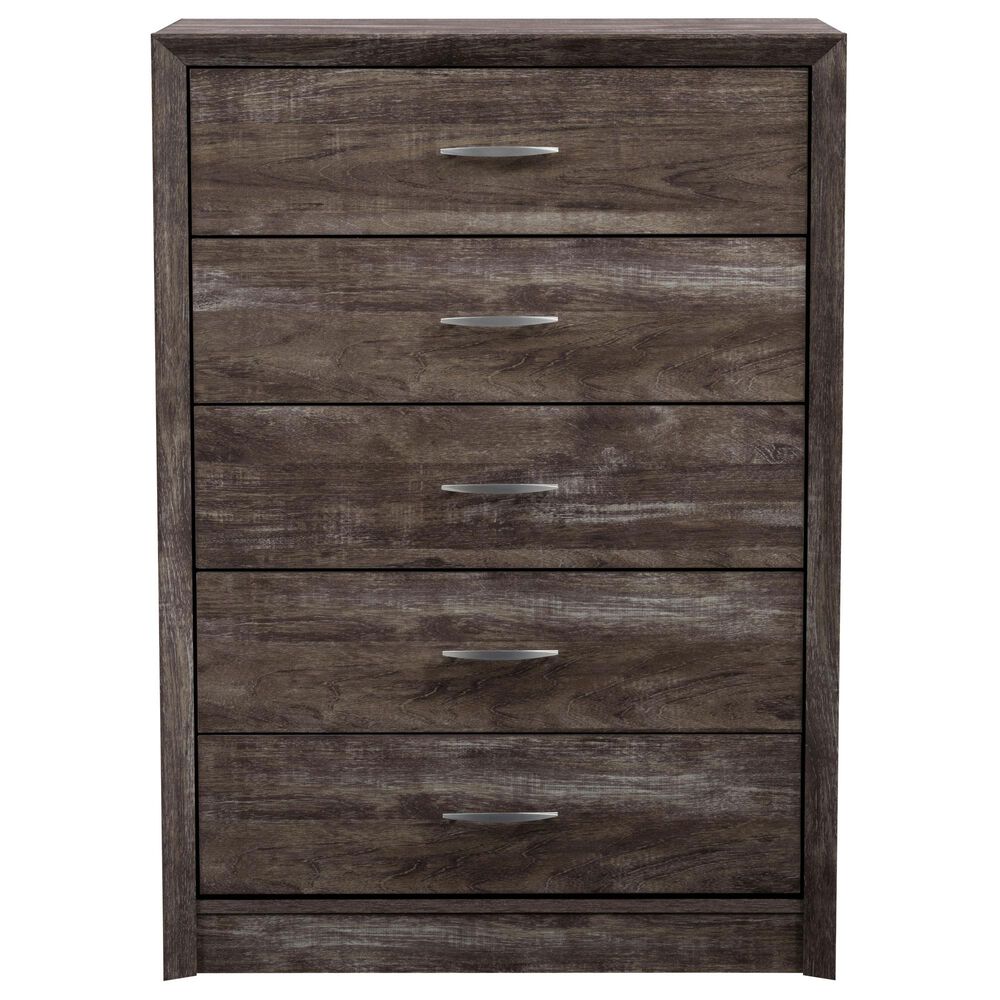 CorLiving Newport 5 Drawer Tall Dresser in Grey Washed Oak, , large