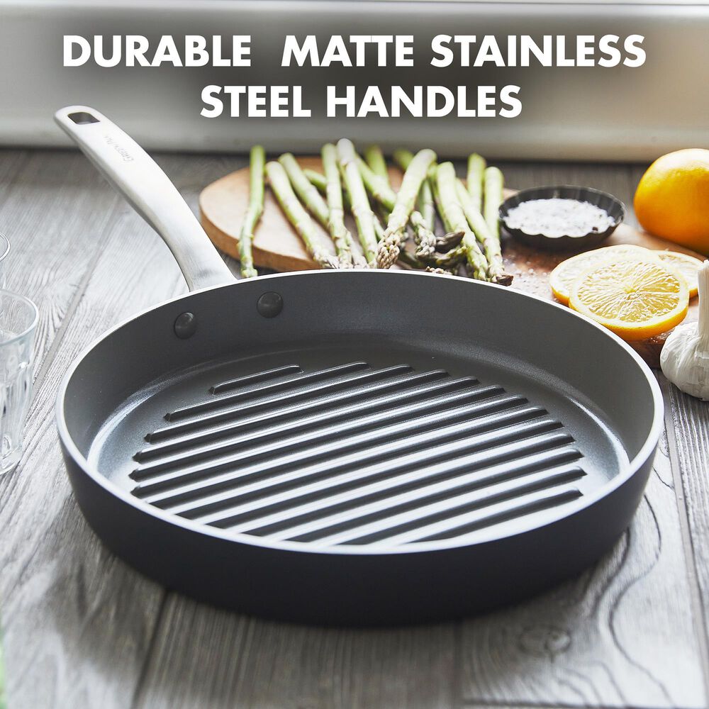 Green Pan Chatham 11" Round Grill Pan in Grey, , large