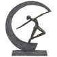 Maple and Jade 15" x 12" Resin Dancer and Crescent Moon Shaped Sculpture in Dark Gray and Gold, , large