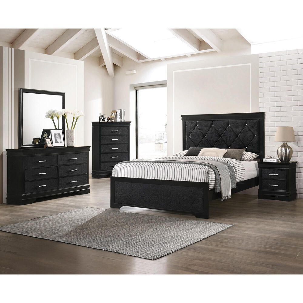 Crown Mark Amalia 5-Piece Full Bedroom Set in Black, , large