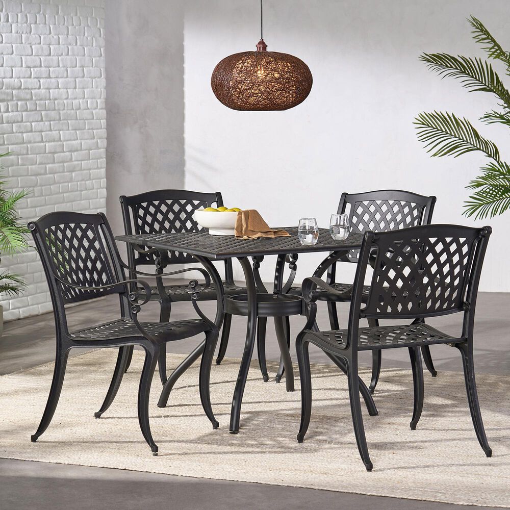 Hearth and Haven Cayman Outdoor Dining Table in Black - Table Only, , large