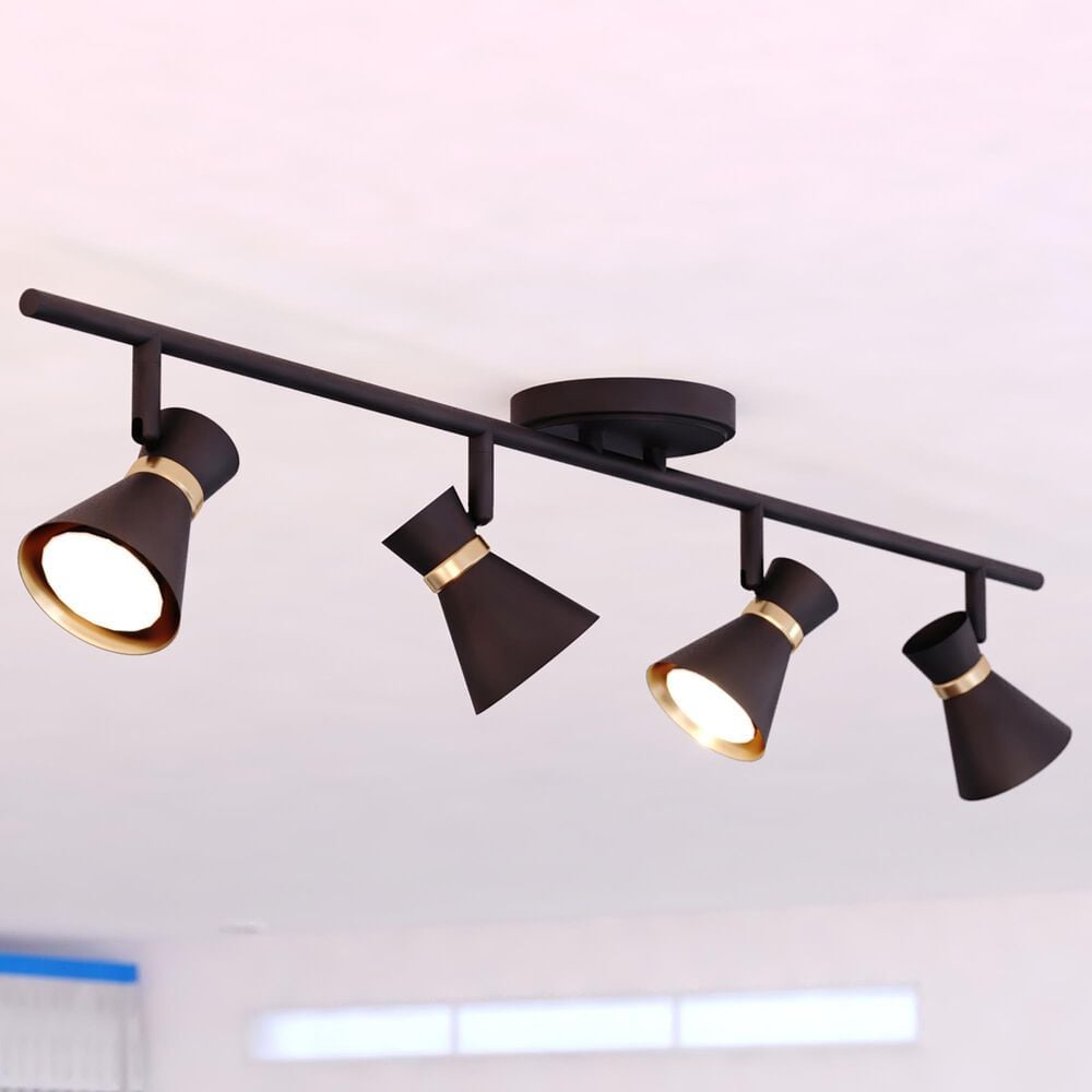 Vaxcel Alto 4-Light Ceiling Spot in Matte Black and Satin Brass, , large