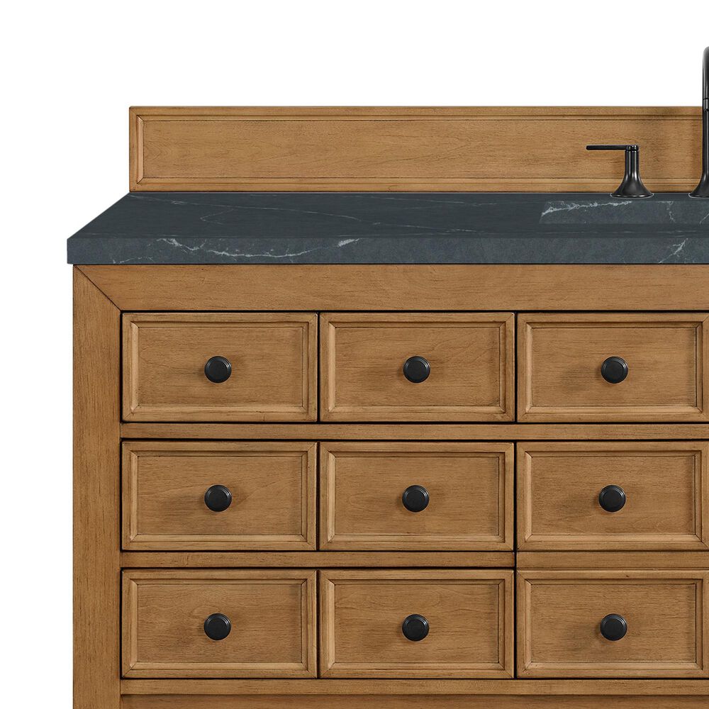 James Martin Malibu 60&quot; Single Bathroom Vanity in Amber Birch with 3 cm Charcoal Soapstone Quartz Top and Rectangular Sink, , large