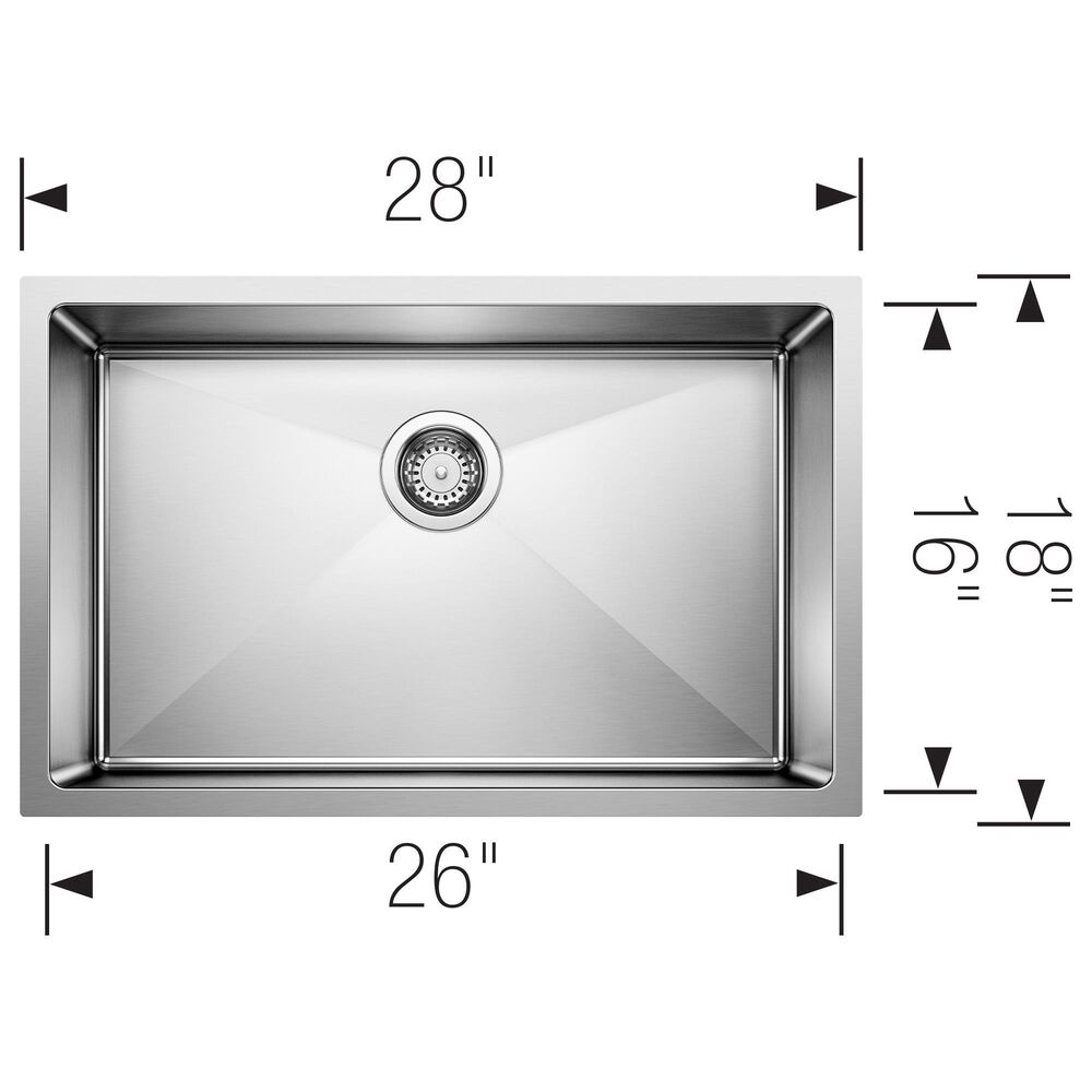 Blanco Quatrus R15 28&quot; Single Bowl Kitchen Sink in Refined Brushed, , large