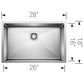 Blanco Quatrus R15 28" Single Bowl Kitchen Sink in Refined Brushed, , large
