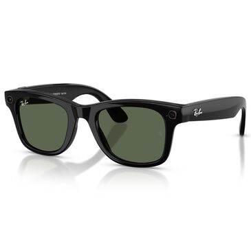 Rayban Glasses Wayfarer Gen 2 50mm Sunglasses with Green Lenses in Shiny Black, , large