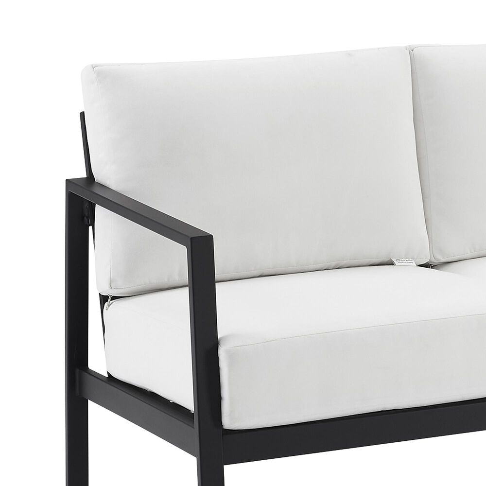 Linon Home Decor Holland Outdoor Sofa with White Cushions in Black, , large