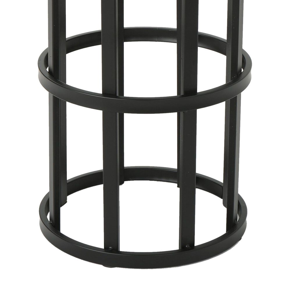 Hearth and Haven Outdoor Round Metal Side Table with Open Slat Frame in Black and Grey, , large