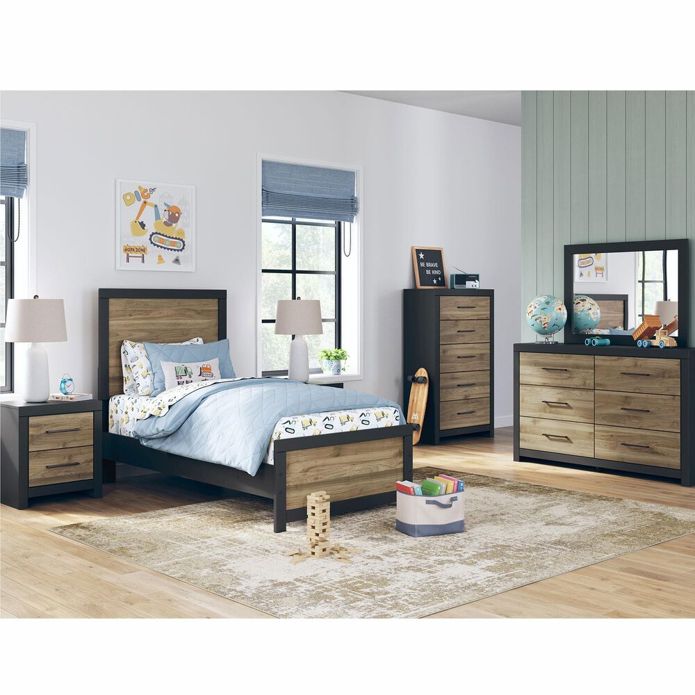 Ashley Vertani 2-Drawer Nightstand in Black and Honey Brown, , large