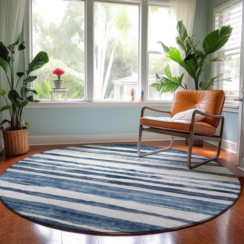 Dalyn Rug Company Neo NO16 8&#39; Round Denim Area Rug, , large