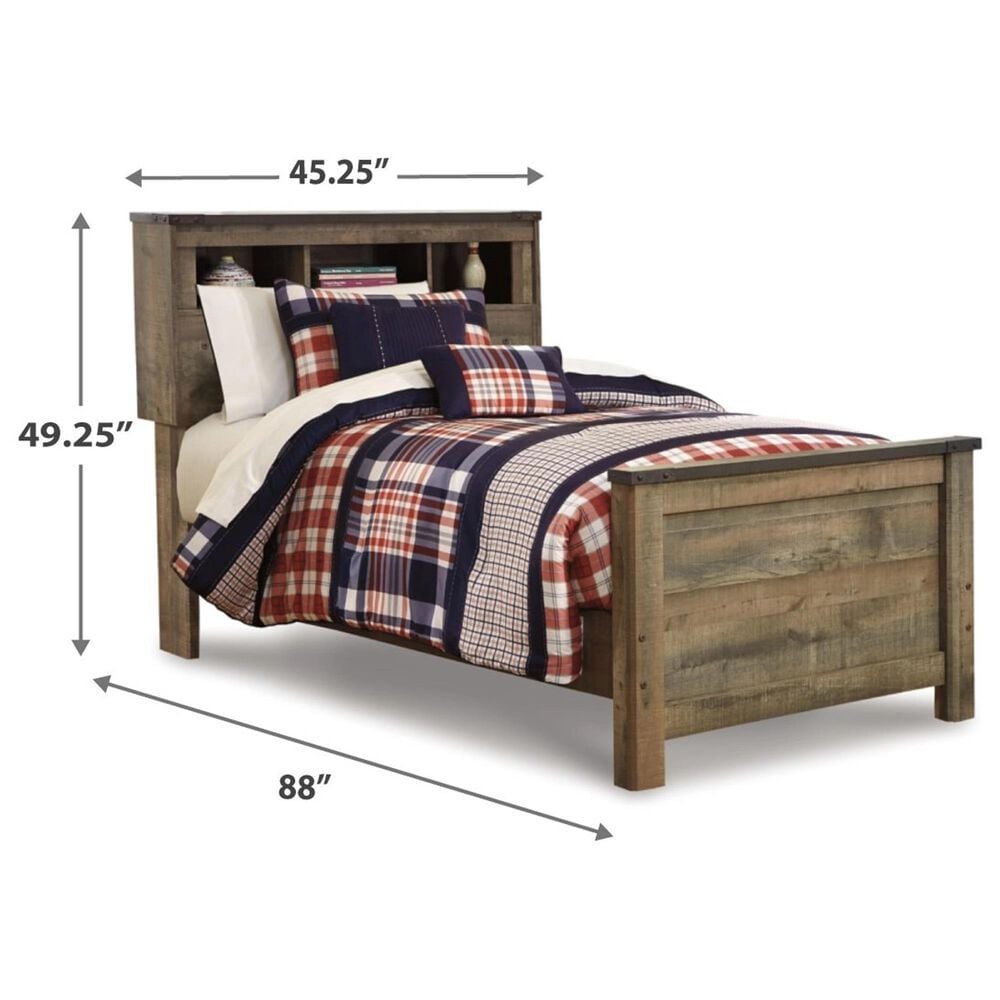 Ashley Trinell Twin Bookcase Bed in Replicated Oak Grain, , large