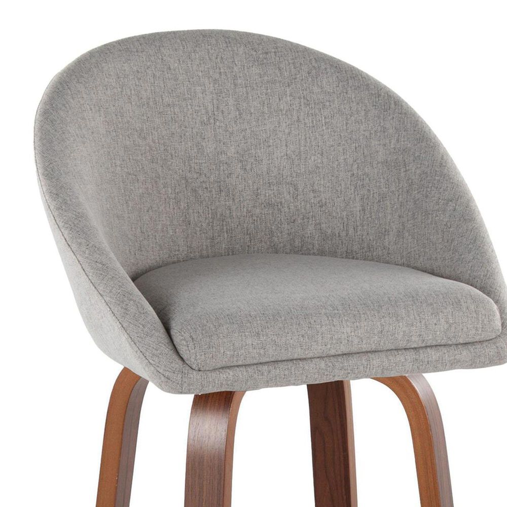 LumiSource Matisse 30" Swivel Barstool with Grey Fabric Upholstery in Walnut and Black (Set of 2), , large