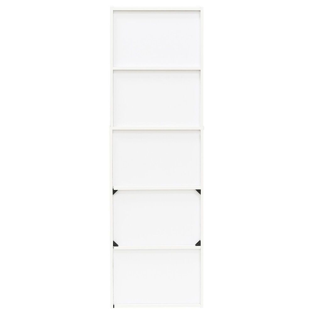 HOMLUX 5-Tier Reversible Bookshelf with Decorative Open Shelves in White, , large