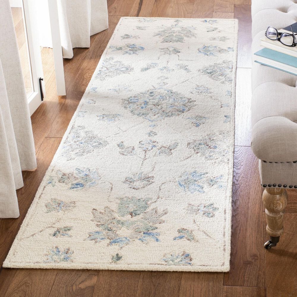 Safavieh Micro-Loop Oriental 2&#39;3&quot; x 7&#39; Ivory and Grey Runner, , large