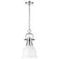 Golden Lighting Duncan 1-Light Small Pendant with Chain and Matte White Shade in Chrome, , large