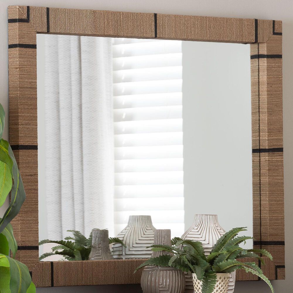 Baxton Studio Mirai Rectangle Accent Mirror in Natural and Black, , large