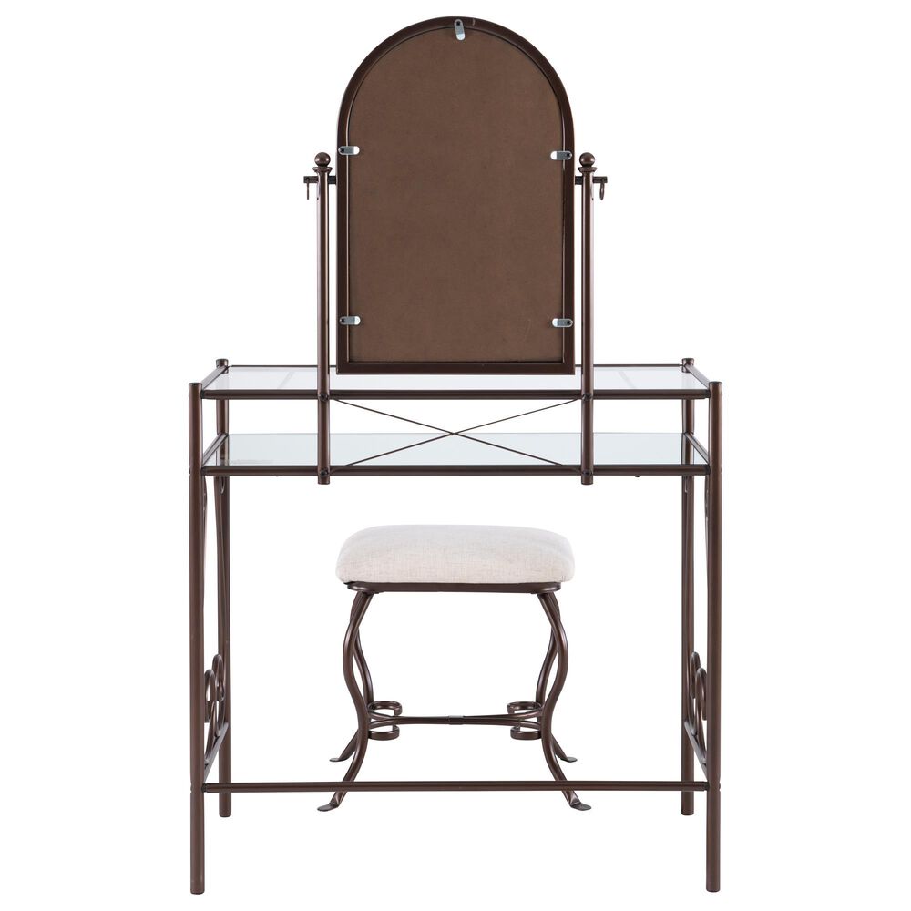 Linon Home Decor Clarisse Vanity with Stool in Bronze, , large