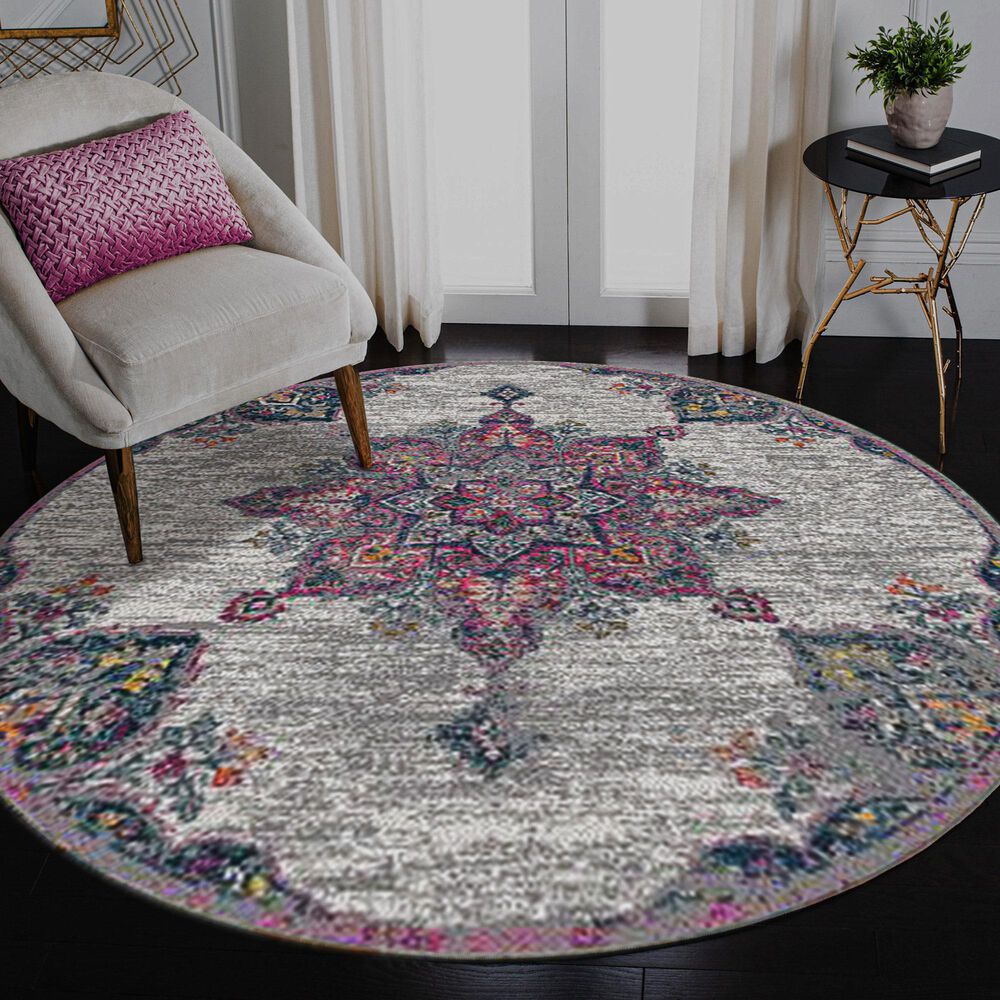 Amer Rugs Montana 7&#39;6&quot; Round Pink Area Rug, , large
