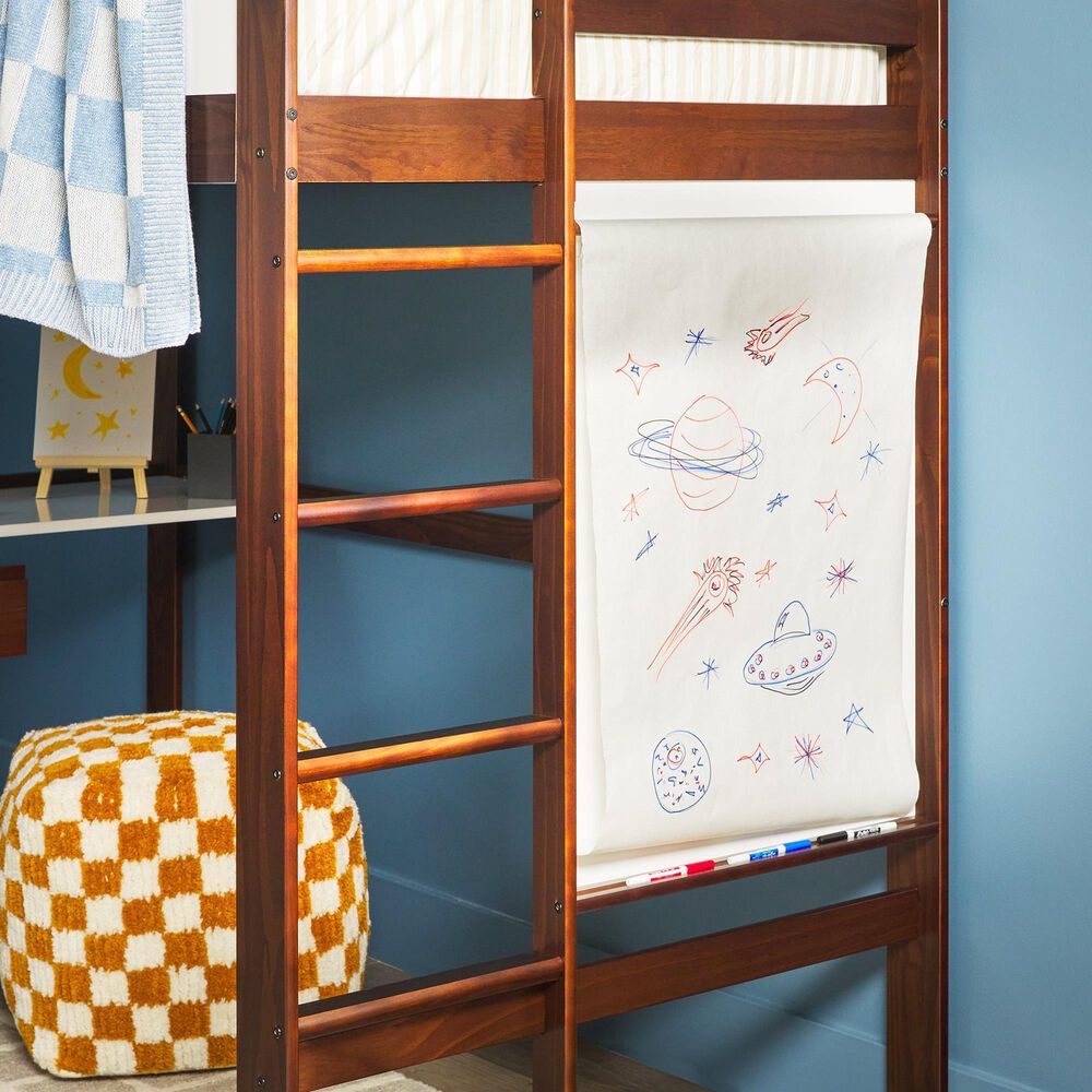 Walker Edison Adyn Twin Loft Bunk Bed with Desk in Walnut, , large