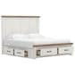 Ashley Rustic King Storage Panel Bed with White and Brown, , large