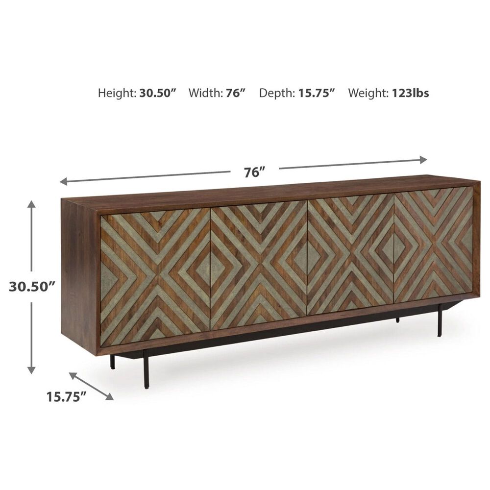 Ashley Dreggan Accent Cabinet in Warm Walnut, Grayish Gold and Black, , large