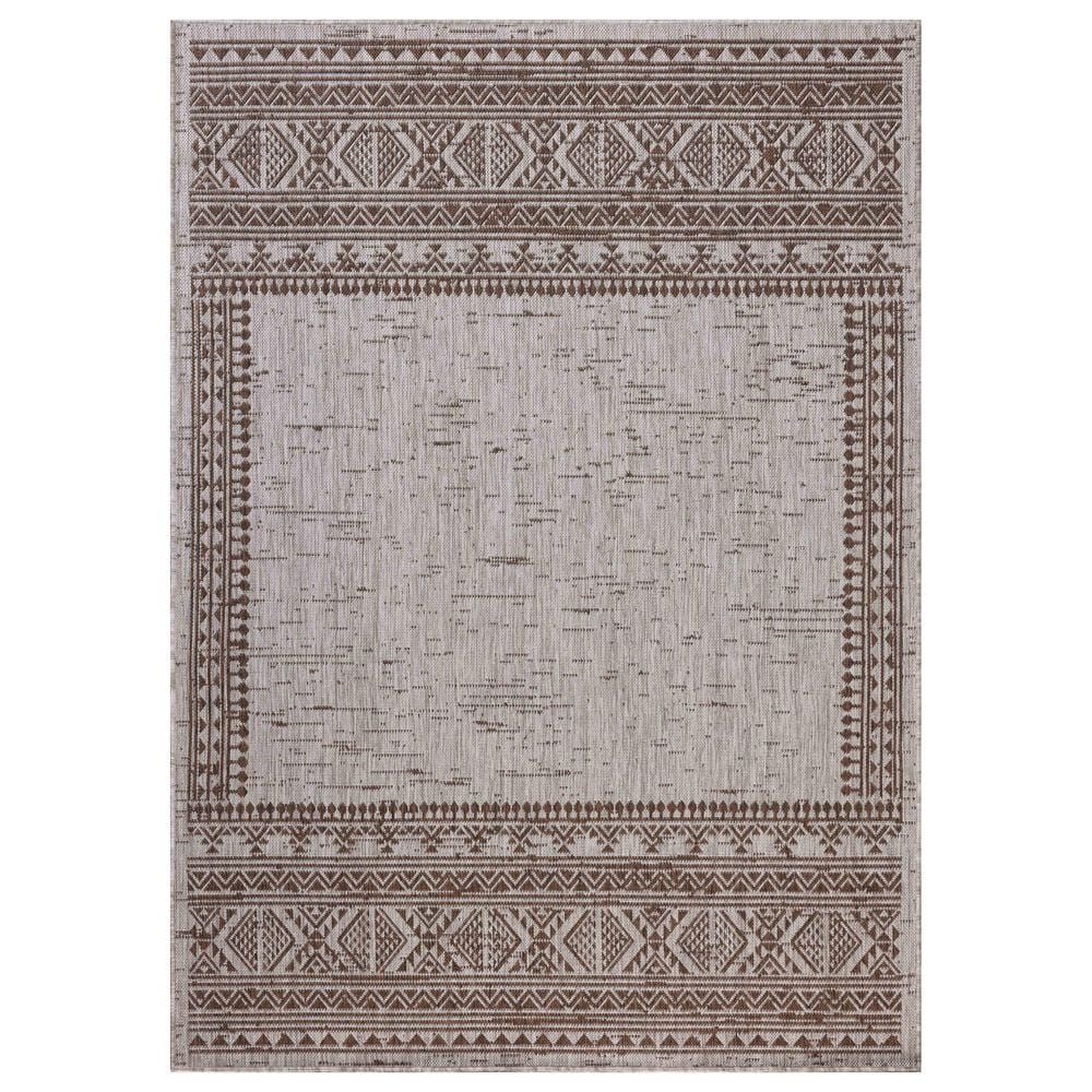 Loloi Easton Coffee and Dove 6"7" x 9"4" Indoor/Outdoor Area Rug, , large