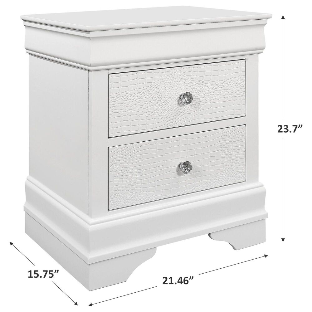 Global Furniture USA Pompei 2-Drawer Nightstand in Metallic White, , large