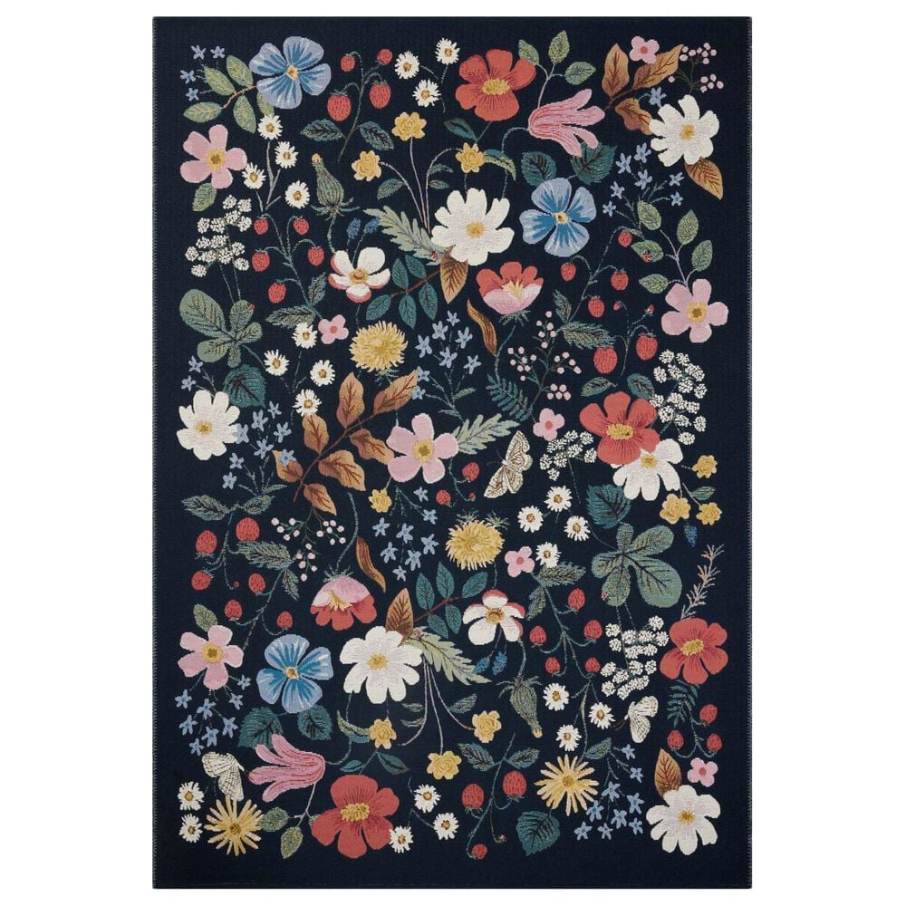 Rifle Paper Co Perennial Strawberry Fields 3"11" x 5"11" Black Area Rug, , large