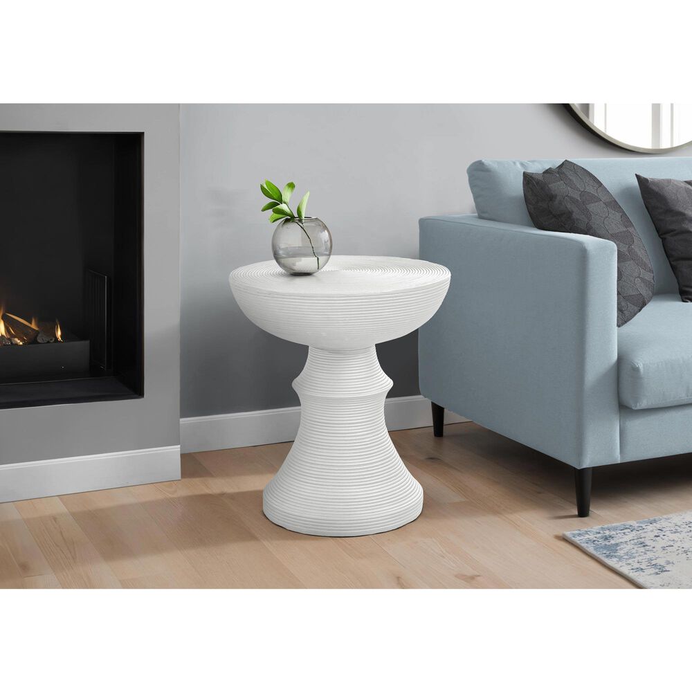 Hearth and Haven Outdoor Round Side Table with Ribbed Texture in White, , large