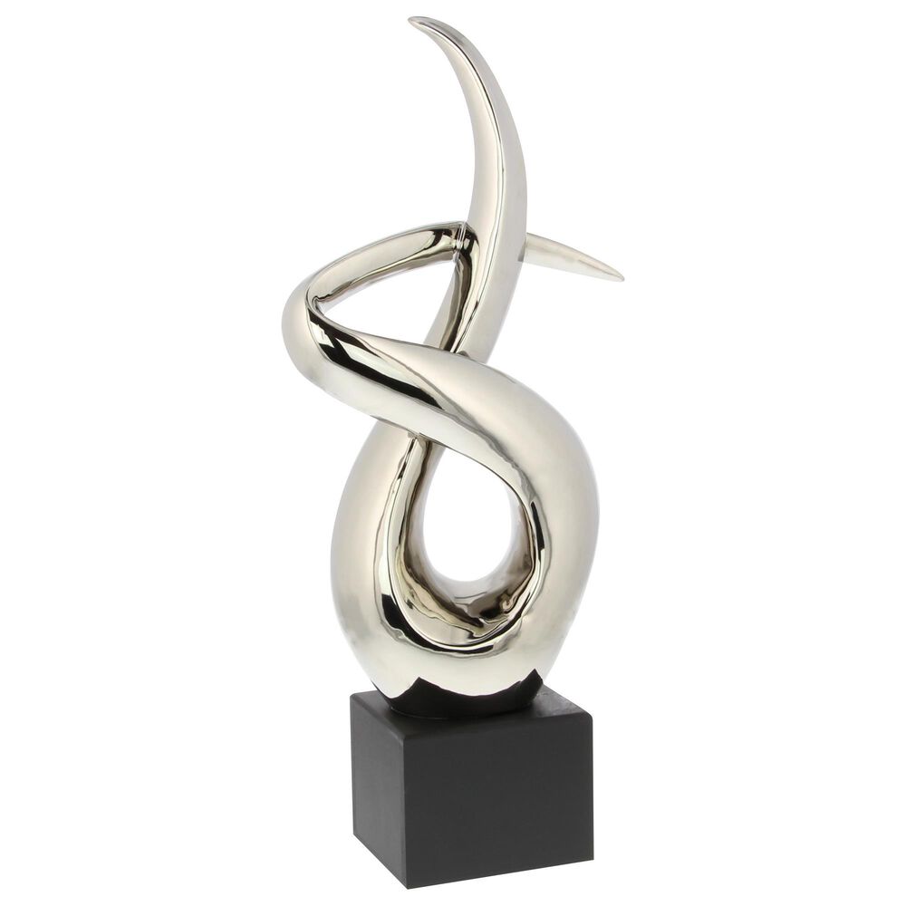 Maple and Jade 22&quot; Abstract Sculpture in Silver and Black, , large