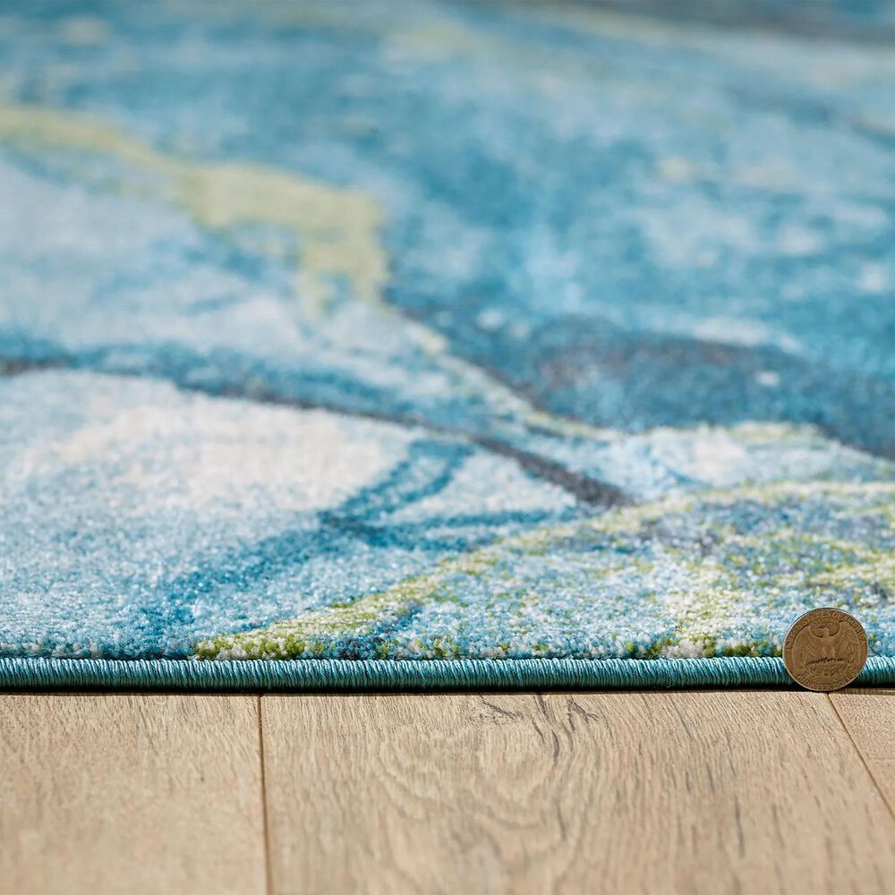 Kas Oriental Rugs Illusions Stone 5&#39;3&quot; x 7&#39;7&quot; Teal Area Rug, , large