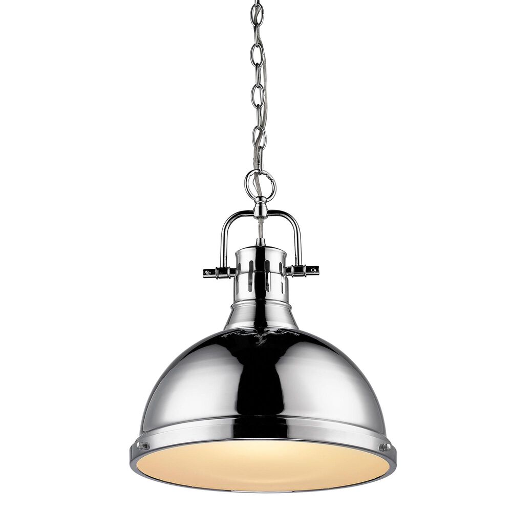 Golden Lighting Duncan 1-Light Pendant with Chain in Chrome, , large