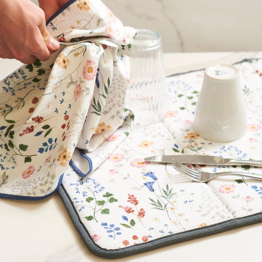 Once Again Home Serenity Floral Drying Mat in Multicolor, , large