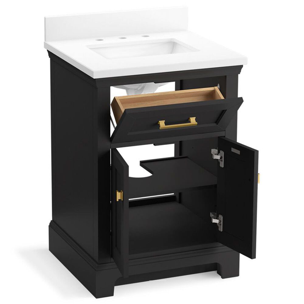 Kohler Charlemont 24&quot; Single Bathroom Vanity in Ferrous Grey with 3 cm White Quartz Top and Rectangular Sink, , large