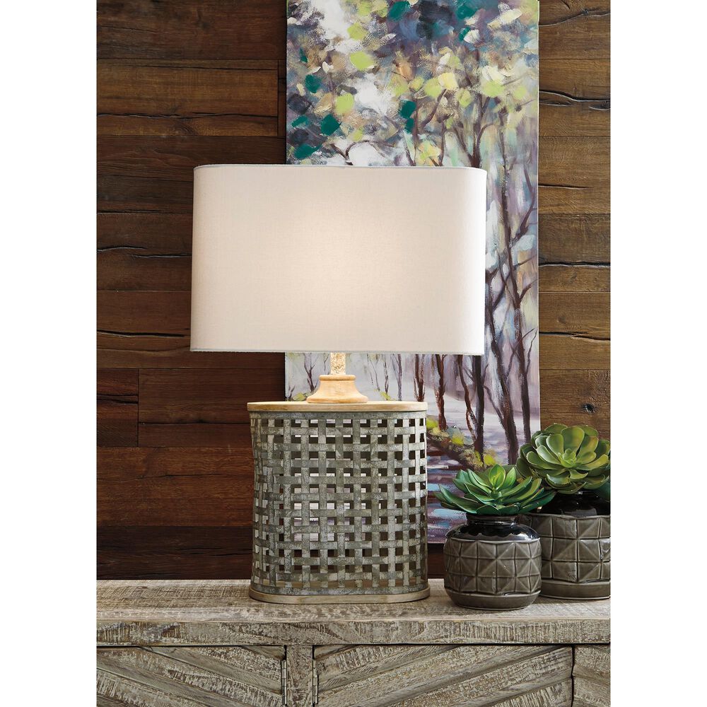Signature Design by Ashley Deondra Metal Table Lamp in Gray, , large